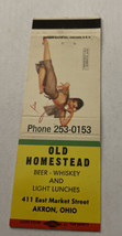 Matchbook Cover Matchcover Girlie Girly Pinup Old Homestead Akron OH - $3.33