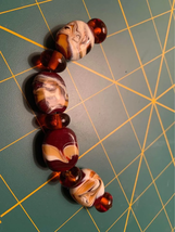 Handmade brown &amp; ivory glass lampwork beads - £13.97 GBP