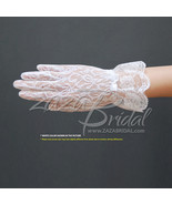 Stretch floral lace gloves for girl with lace ruffle trim Wrist Length 2BL - £11.14 GBP