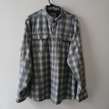 Mens Shirt Wrangler Outdoor Series Size XL Regular Fit Gray Plaid Vented Back - £15.80 GBP