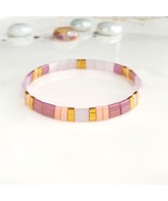 Purple pink rose tila bracelet,woman teen stack bracelet,mother daughter gift,ti - £16.47 GBP