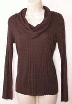 Joseph A Womens Sweater Small S Cowl Neck Brown Sparkle Ribbed Turtlenec... - £9.44 GBP