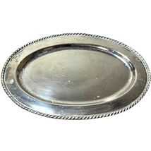 Vintage Department 56 Oval Silver-Tone Serving Tray Rope Edge Decor Stic... - $9.75