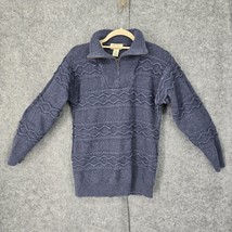 Vintage ST Johns Bay Sweater Women Small Blue Ribbed Knit Heavyweight 1/... - £11.75 GBP