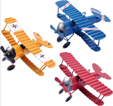 Mini Airplane Decorations Biplane Ornaments Red Blue &amp; Yellow 3 Pack - £7.99 GBP