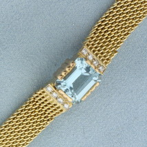 Vintage Aquamarine and Diamond Bracelet in 14k Yellow and Rose Gold - £2,531.96 GBP