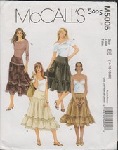 McCalls 5005 Tiered Boho Peasant Skirt Cottagecore Pattern Misses Sz 14-20 Uncut - £11.50 GBP
