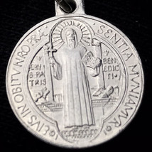 Saint Benedict Medal Catholic Vintage Pendant Charm Antique Jesus - £10.92 GBP