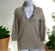 J. Crew merino wool ethereal ruffle neck sweater Nude Tan Women’s Size XS - $23.50