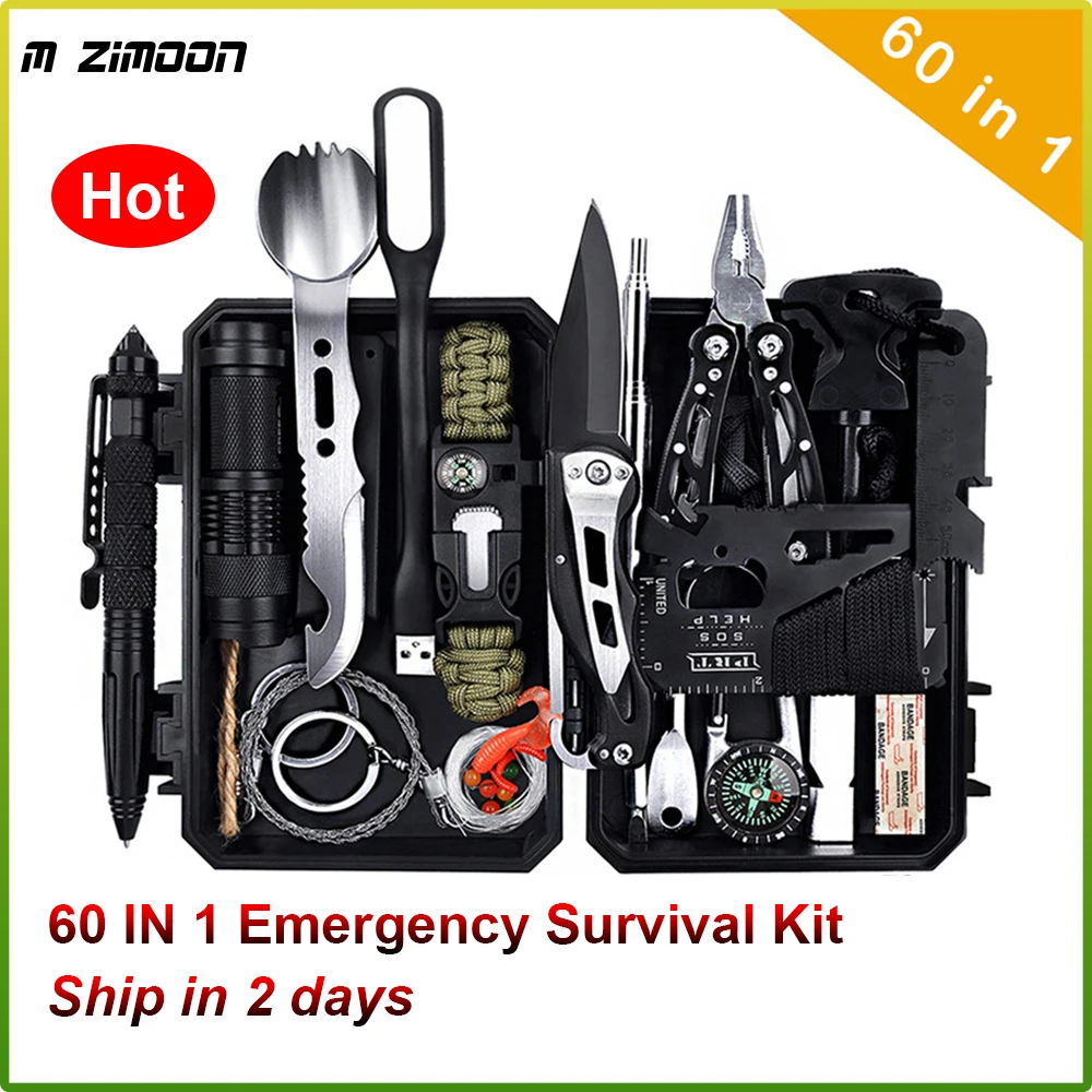 60 In 1 Emergency Survival Kits Outdoor Professional Survival Gear Equipment - £52.54 GBP