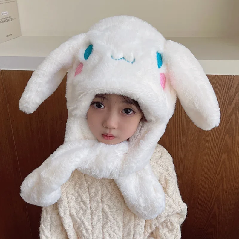 Kawaii Sanrio Cinnamoroll Plush Hat Ears Move Cartoon My Melody Children Cap - £15.34 GBP