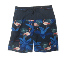 Ocean Current Men Board Shorts 32 poly spandex pink flamingo swim trunks... - £15.63 GBP
