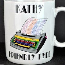 Kathy Friendly Type Typewriter Vintage Papel Coffee Mug Cup OXOX Pun Super Star - £11.50 GBP