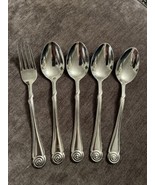 5 Oneida (like) Spin Pattern Spoons Fork Lot Glossy 18/10 Stainless - £34.41 GBP