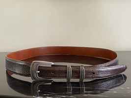 Vintage Genuine Lizard Leather Men Belt with Greg Jensen Sterling Silver Buckle - £237.90 GBP