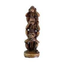 Three Wise Monkeys See Speak and Hear No Evil Monkey Figurine 9&quot; Vintage 1970&#39;s - £21.93 GBP
