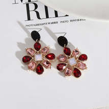 Red Crystal &amp; Pearl Botanical Drop Earrings - £11.98 GBP