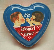 Hershey&#39;s Milk Chocolate Kisses Litho Tin Can Polka Dot Heart Advertisin... - $14.84