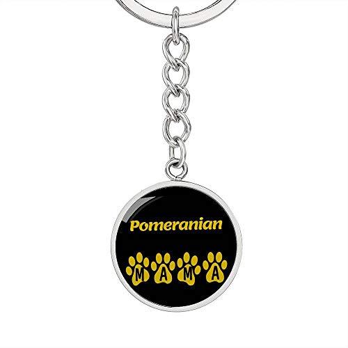 Dog Mom Gift Pomeranian Mama Circle Keychain Stainless Steel or 18k Gold