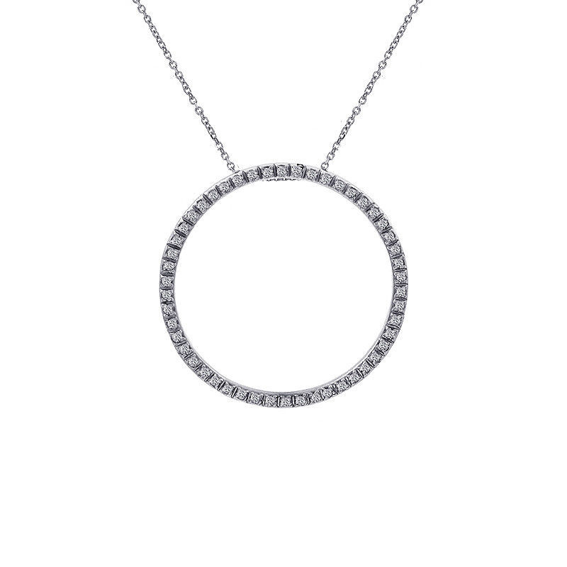 Primary image for 0.45 Carat Round Diamond Circle Of Love Pendant on Cable Link Chain 14K White Go