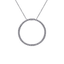 0.45 Carat Round Diamond Circle Of Love Pendant on Cable Link Chain 14K White Go - $395.01