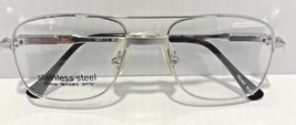 VTG Aviator Style Eyeglasses SILVER Metal Frame Double Bridge Stainless ... - £29.97 GBP