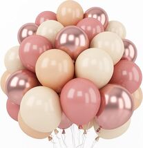 Retro Blush Pink Balloons, 60 Packs 12 Inch Dusty Pink Metallic Chrome Rose - $21.13