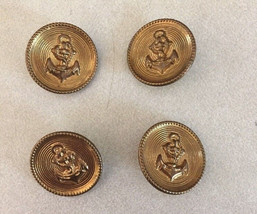 Lot of 4 Vtg Anchor Navy Military Round Solid Brass Metal Shank Buttons ... - $19.99