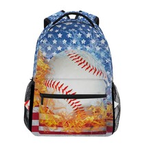 Blue Baseball Bookbags Chic 3Th 4Th 5Th Grade School Backpacks Travel Laptop Day - £49.46 GBP