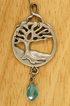 Costume Jewelry CAMCO Pewter Tree Of Life Necklace Pendant December Crystal - £11.67 GBP