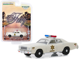 1977 Plymouth Fury Cream &quot;Hazzard County Sheriff&quot; &quot;Hobby Exclusive&quot; 1/64 Diecast - £13.91 GBP