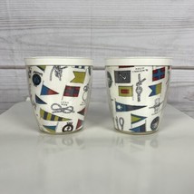 Lot of 2 Vintage Nautical Double Wall Tumblers Cups Ropes Knots Flags Sailing - £15.12 GBP