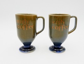 Wade Irish Porcelain Irish Coffee Pedestal Footed Mugs Ireland Green Blu... - $16.99