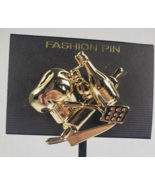 Vintage Signed AJC Culinary Chef Hat Utensils Knife Gold Tone Brooch - €15,52 EUR