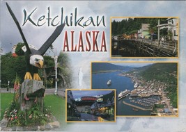 ZAYIX Postcard Ketchikan Alaska Four View Bald Eagle Harbor Ships 090222... - £2.39 GBP