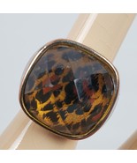 Vintage Style Adjustable Ring Brown Animal Print Beaded - $11.30