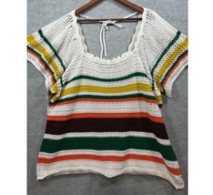 Torrid Womens Summer Sweater Sz 5 Striped Knit Cotton Top Square Neck Boho - $356.83 MXN