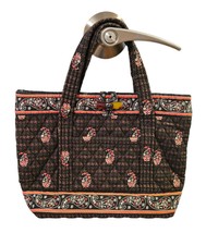 Vera Bradley Tote Bag Purse Houndstooth Brown Tortoise Shell Toggle Closure - £14.15 GBP