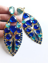  oversized earrings bay blue earrings statement earrings large blue earrings large   2  thumb200