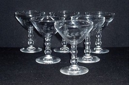 6 Vintage ETCHED Crystal 5 oz CHAMPAGNE Golf Ball Stemmed Bar Glasses - $28.76