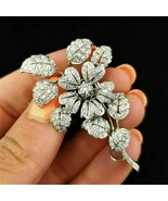 2.00 Ct Round Cut Diamond Floral Flower Brooch Pin 14 k White Gold Finish - €118,91 EUR