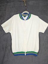 Vintage Robert Bruce Beach Shirt Mens Large White Terry Cloth Full Zip - $14.95