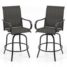 2 Pieces 360 Rotating Bar Stool Set with Armrests for Patio-Black - Color: Black - $298.27 CAD