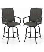 2 Pieces 360 Rotating Bar Stool Set with Armrests for Patio-Black - Colo... - $298.27 CAD