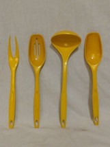 Vtg Foley Yellow Plastic Kitchen Utensils Serving Slotted Ladle Soup Spoon Fork - £31.55 GBP