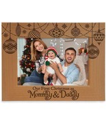 KATE POSH Our First Christmas as Mommy &amp; Daddy Engraved Natural Wood Frame. - £17.12 GBP