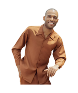 Men&#39;s MONTIQUE Two Piece Set Walking Leisure Suit 2372 Cognac Tone on Tone - $149.40 CAD