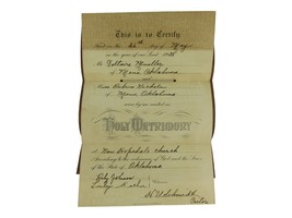 Vintage 1935 Oklahoma Marriage Certificate, Voltaire Mueller Rubena Nichols - £11.31 GBP