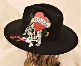 NWT Ed Hardy &quot;Love Kills Slowly&quot; Fedora Hat Size-OS Black - $89.97