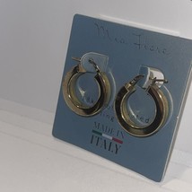 Mia Fiore MADE IN ITALY 18KT GOLD PLATED SS  Hoop Earrings 7/8&quot; NEW - $1,642.30 MXN